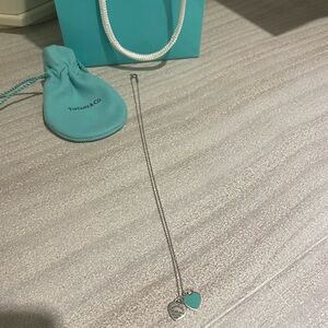 Tiffany Blue Double Heart Tag Pendant